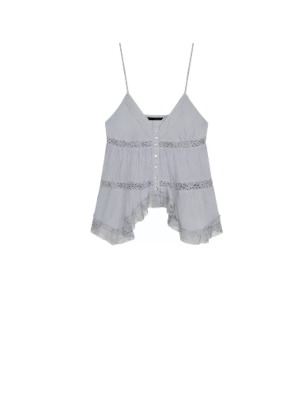 NWT Zara Blue/Gray Lace Trim Crochet Boho Camisole Tank Top. Size Small